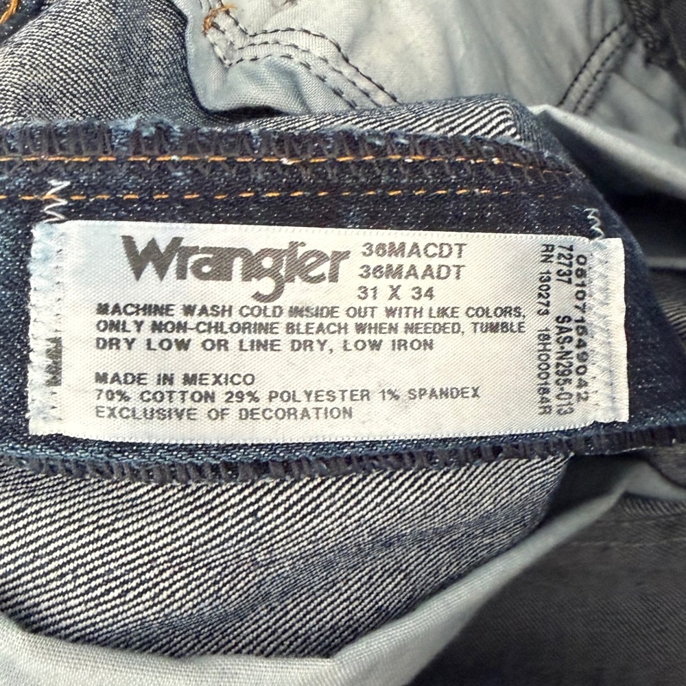 Wrangler Cowboy Cut Jeans Mens 31x34 Dark Indigo Wash New Advanced Comfort - Picture 7 of 10